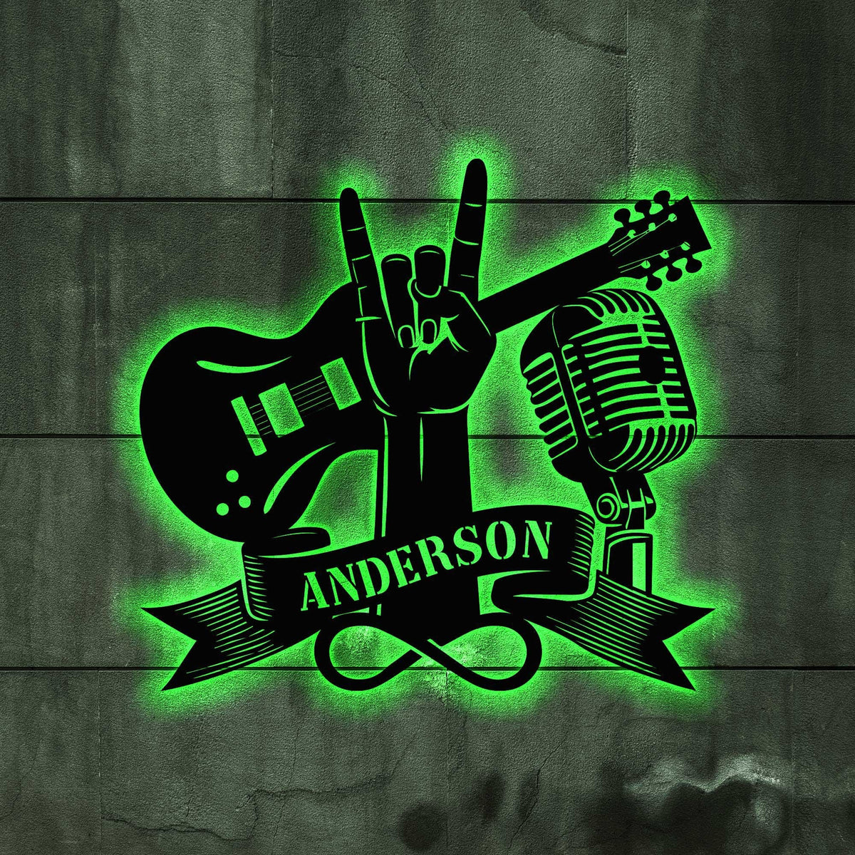 Custom Rock And Roll Music Metal Wall Art With LED Light, Personalized Rock & Roll Name Sign, Rock And Roll Home Decor, Music Lover Gift