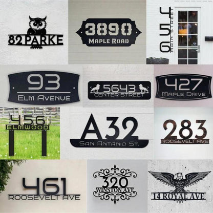 Customized Elegant Metal Address Sign - Durable Outdoor Home Decor, Personalized Stylish Name & Address Display