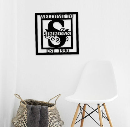 Custom Metal Family Name Sign, Square Wall Art, Personalized Home Decor, Housewarming Gift