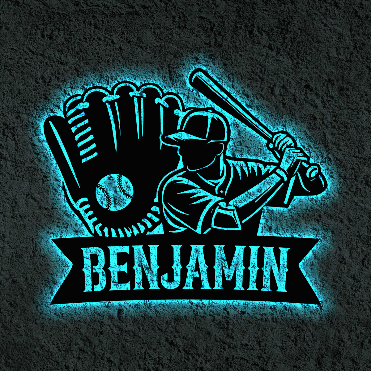 Custom Baseball Player Metal Sign with led lights, Softball Metal Sign, Gifts for Baseball Player, Ideal for Home Decor , Gift For Him