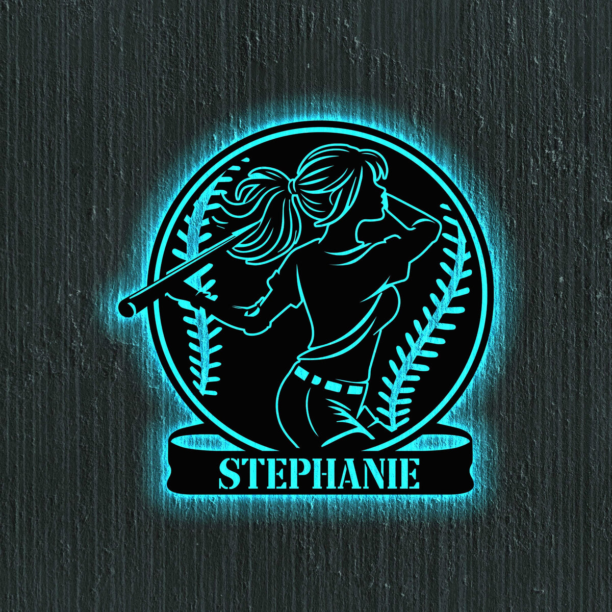 Custom Girl Baseball Metal Wall Art with led lights, Personalized Softball Player Name Sign, Softball Player Gift, Birthday Gift for Her