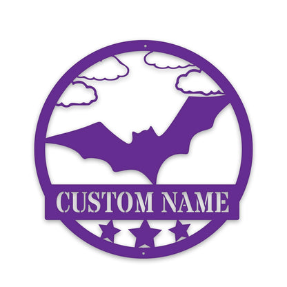 Bat Monogram,   Metal Name Sign, Black, Halloween Decor, Halloween, Bats, Outdoor Sign, Door Sign, Wall Art