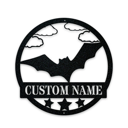 Bat Monogram,   Metal Name Sign, Black, Halloween Decor, Halloween, Bats, Outdoor Sign, Door Sign, Wall Art