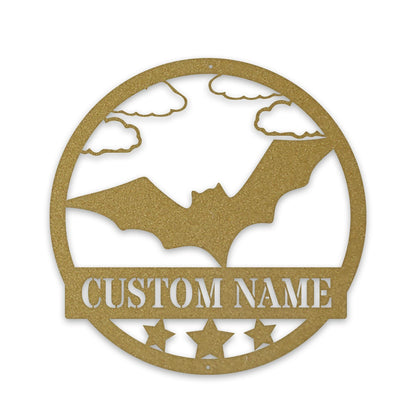 Bat Monogram,   Metal Name Sign, Black, Halloween Decor, Halloween, Bats, Outdoor Sign, Door Sign, Wall Art