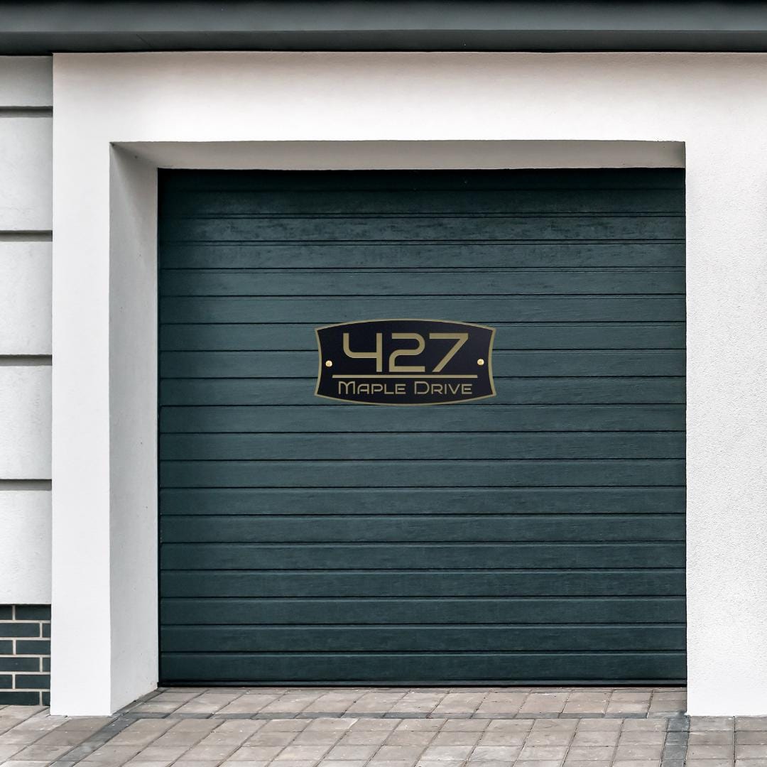 Modern Metal House Number Sign, Personalized Outdoor Address Plaque