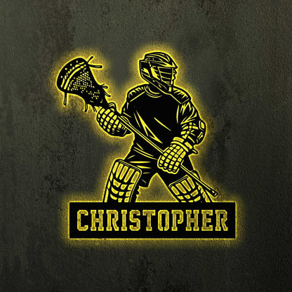 Custom Lacrosse Metal Sign with Led lights, Personalized Lacrosse Player Name Sign, Lacrosse Player Gift, Lacrosse Sign, Birthday Gift