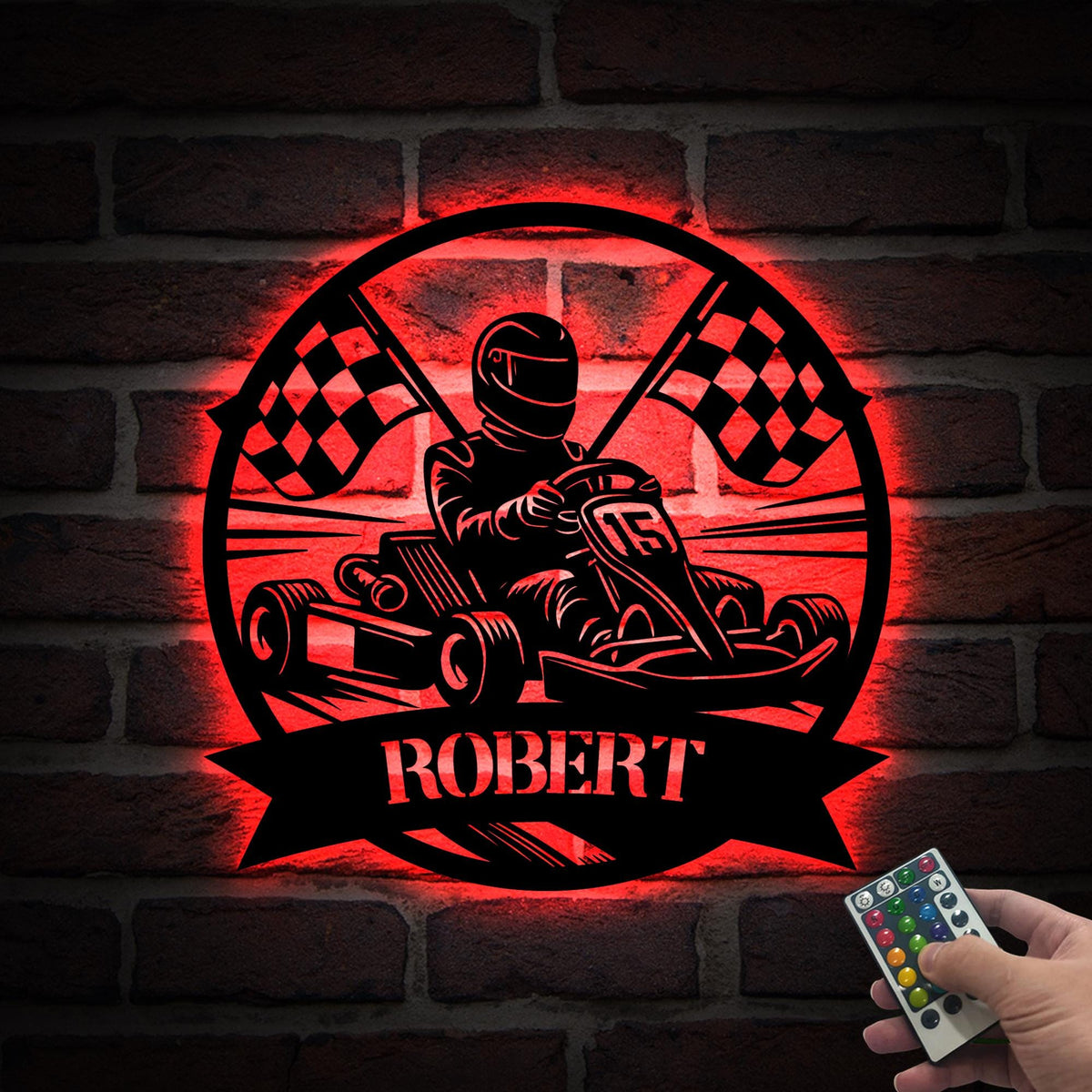 Personalized Go Kart Racing Metal Sign with LED Light, Custom Go Kart Racing Sign, Go Kart Racer Name Sign, Go Kart Gifts, Kart Racer Gift