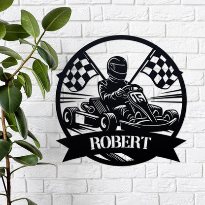 Personalized Go Kart Racing Metal Sign with LED Light, Custom Go Kart Racing Sign, Go Kart Racer Name Sign, Go Kart Gifts, Kart Racer Gift