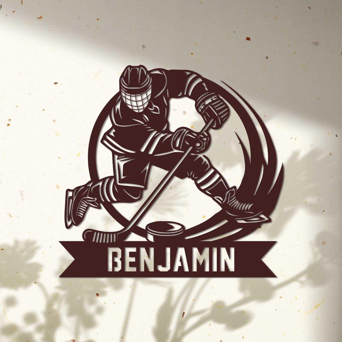 Custom Ice Hockey Player Metal Wall Art, Personalized Hockey Player Metal Name Sign, Hockey Sport Metal Wall Sign, Hockey Lover Room Decor