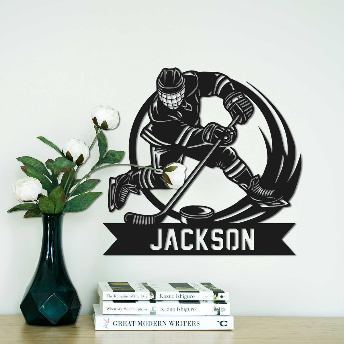 Custom Ice Hockey Player Metal Wall Art, Personalized Hockey Player Metal Name Sign, Hockey Sport Metal Wall Sign, Hockey Lover Room Decor