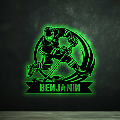 Custom Ice Hockey Player Metal Wall Art, Personalized Hockey Player Metal Name Sign, Hockey Sport Metal Wall Sign, Hockey Lover Room Decor