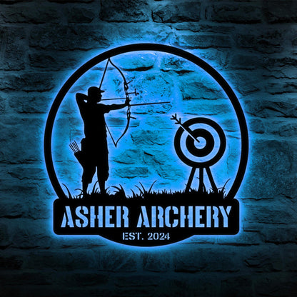 Custom Archery Sport Metal Wall Art Decor, Personalized Archer Bow Hunter Metal Name Sign, Archery Sport Metal Wall Decor, Christmas Gifts