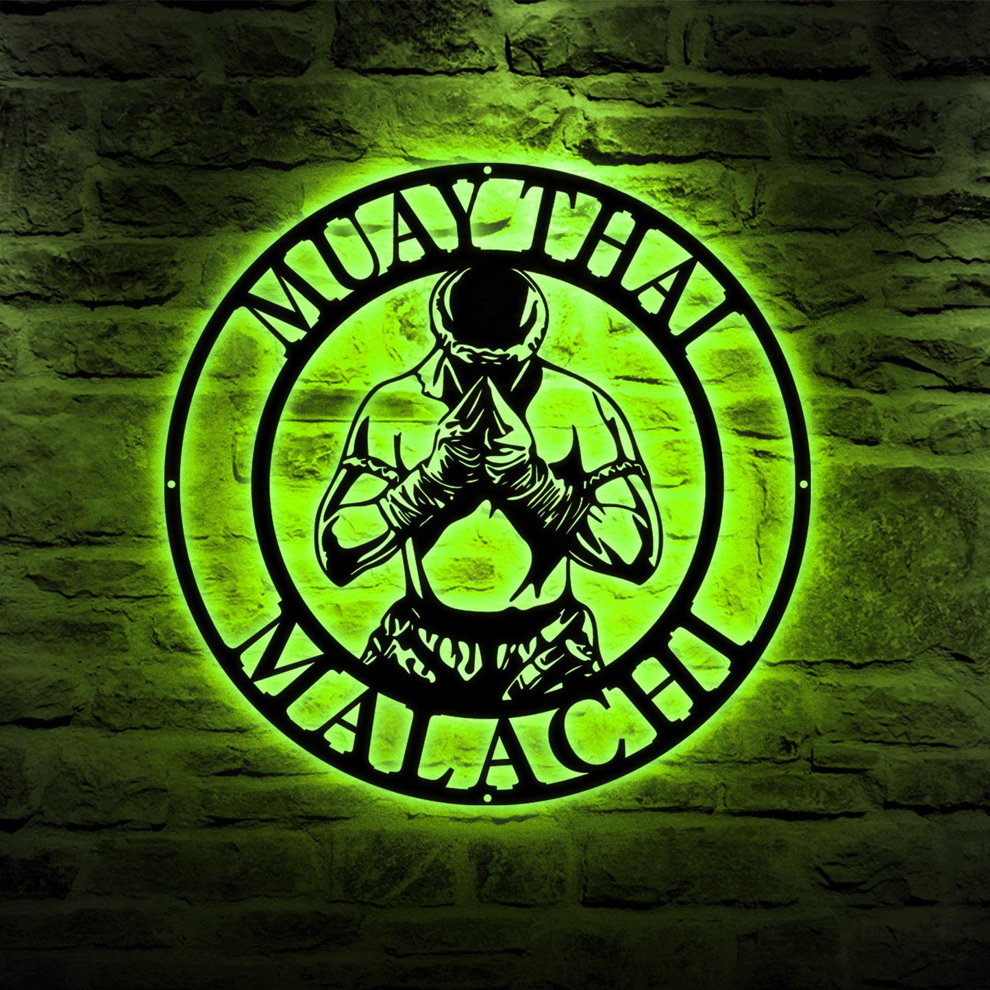 Personalized Muay Thai Metal Wall Art LED Light, Muay Thai Metal Sign Wall Decor, Martial Arts Metal Sign, Home Room Metal Light Wall Decor