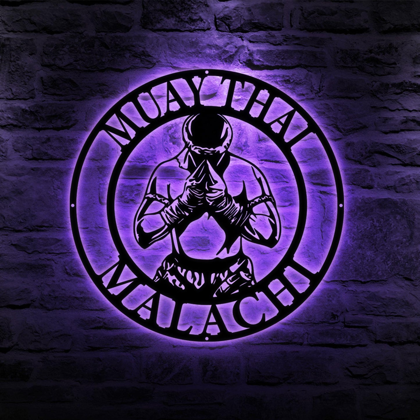 Personalized Muay Thai Metal Wall Art LED Light, Muay Thai Metal Sign Wall Decor, Martial Arts Metal Sign, Home Room Metal Light Wall Decor