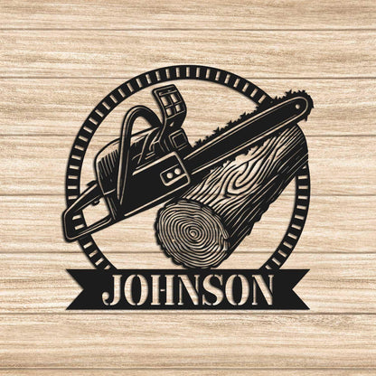 Custom Chainsaw Wood Metal Wall Art LED Light, Personalized Woodworker Name Sign, Gifts For Father, Home Decor,