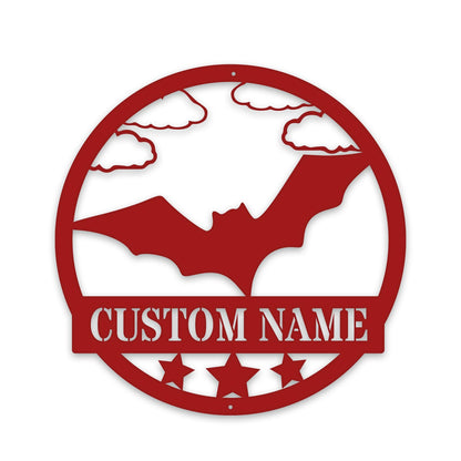Bat Monogram,   Metal Name Sign, Black, Halloween Decor, Halloween, Bats, Outdoor Sign, Door Sign, Wall Art