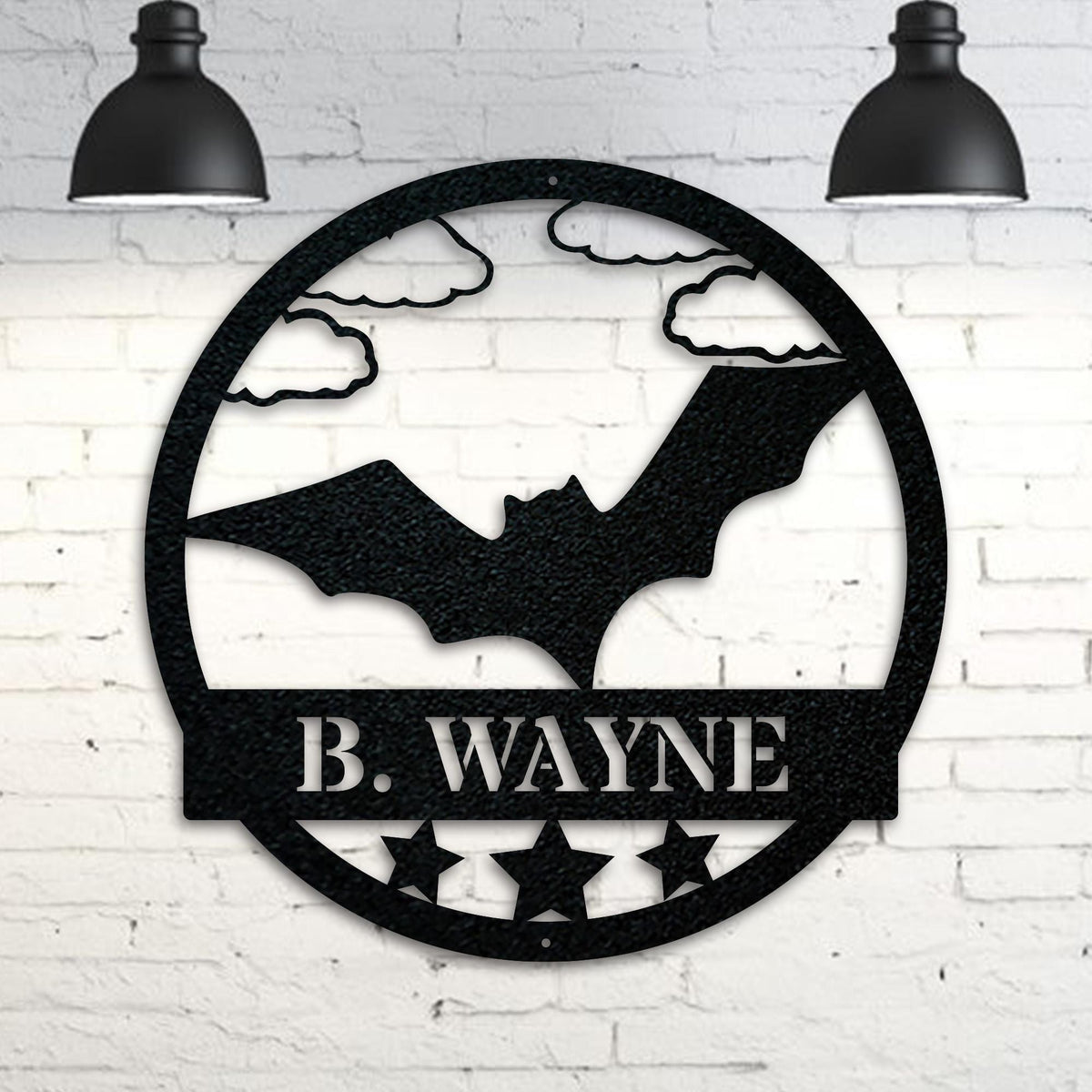 Bat Monogram,   Metal Name Sign, Black, Halloween Decor, Halloween, Bats, Outdoor Sign, Door Sign, Wall Art