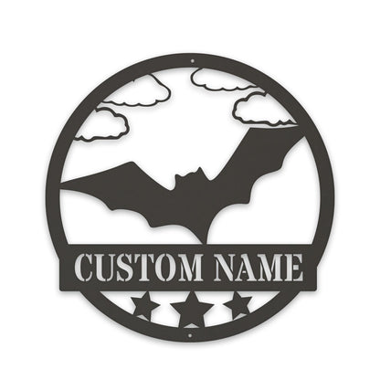 Bat Monogram,   Metal Name Sign, Black, Halloween Decor, Halloween, Bats, Outdoor Sign, Door Sign, Wall Art