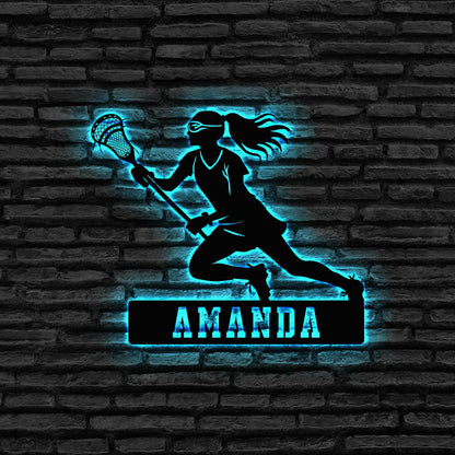 Custom Lacrosse Metal Sign with Led lights, Personalized Lacrosse Girl Name Sign, Lacrosse Player Gift, Lacrosse Sign Decor, Birthday Gift
