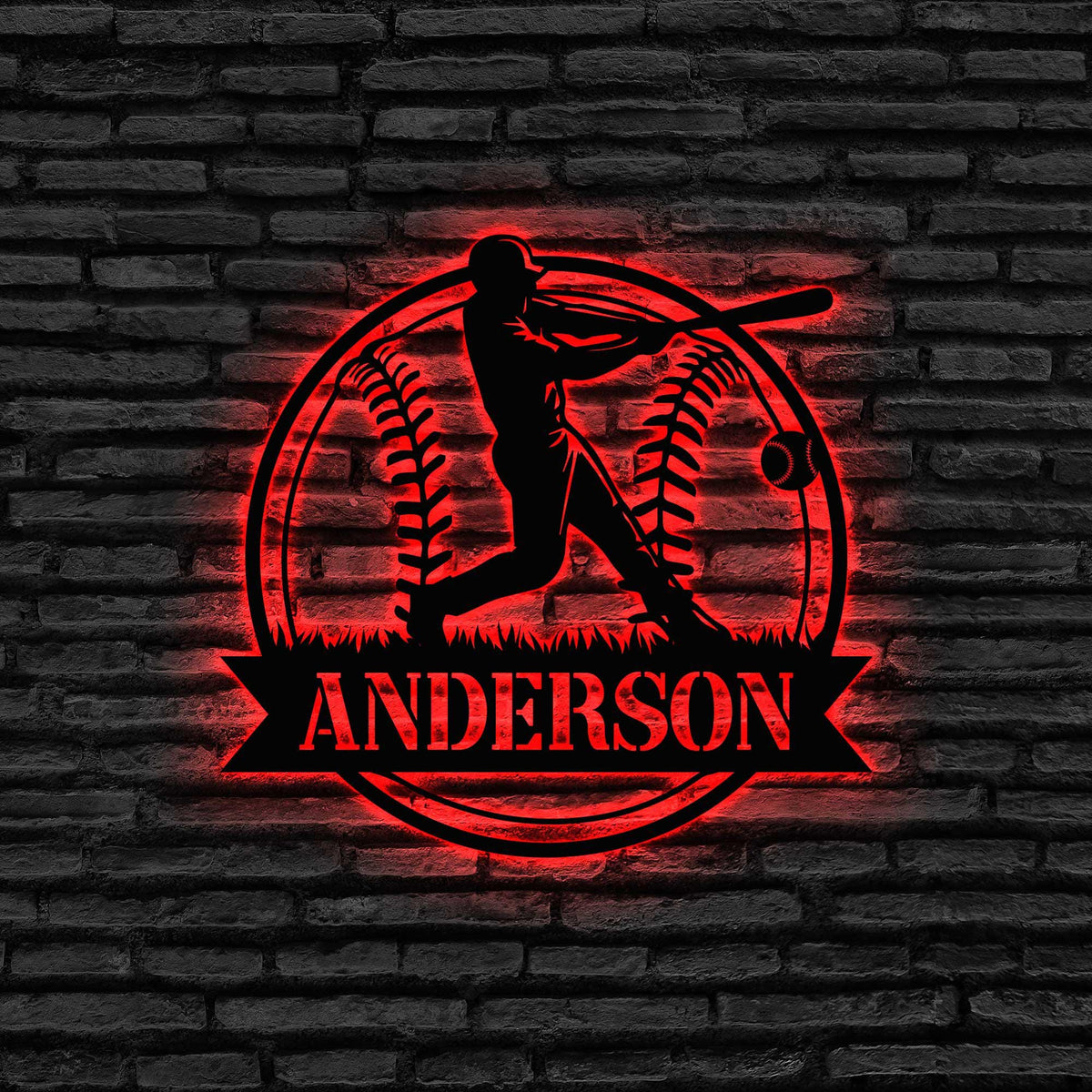 Custom Baseball Metal Sign with LED Lights, Baseball Sign, Softball Player Name Sign, Baseball Wall Art, Sport Room Decor