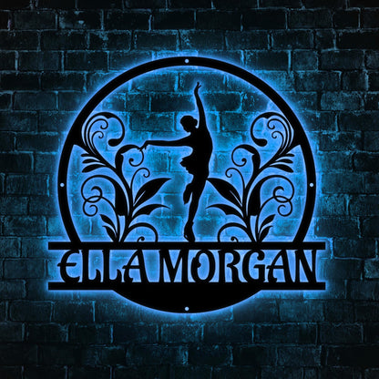 Custom Girl Figure Skating Metal Sign Led Light, Personalized Figure Skater Sign Wall Art Decor, Sports Sign, Xmas Birthday Ice Skater Gifts