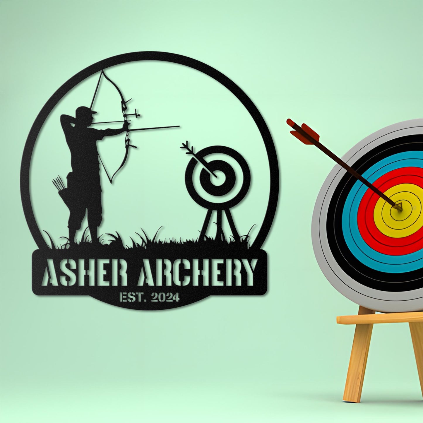 Custom Archery Sport Metal Wall Art Decor, Personalized Archer Bow Hunter Metal Name Sign, Archery Sport Metal Wall Decor, Christmas Gifts
