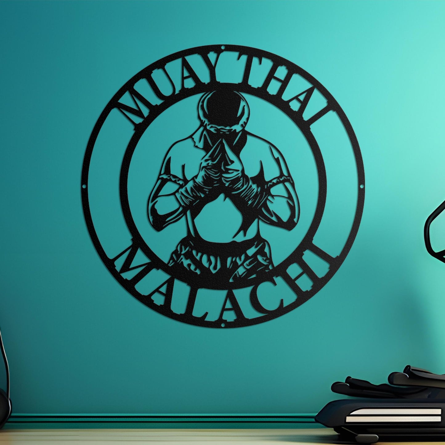 Personalized Muay Thai Metal Wall Art LED Light, Muay Thai Metal Sign Wall Decor, Martial Arts Metal Sign, Home Room Metal Light Wall Decor
