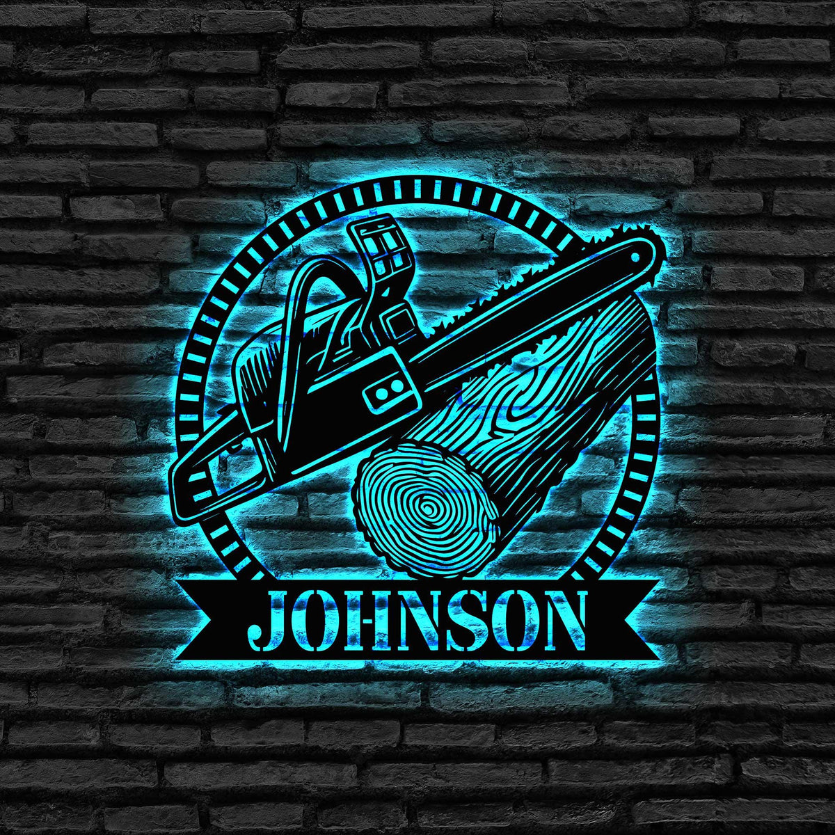 Custom Chainsaw Wood Metal Wall Art LED Light, Personalized Woodworker Name Sign, Gifts For Father, Home Decor,
