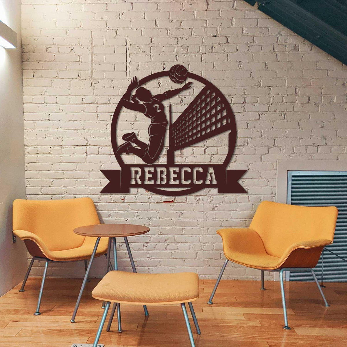 Custom Female Volleyball Metal Wall Art LED Light, Personalized Volleyball Player Name Sign, Sport Room Decor, Gift For Her