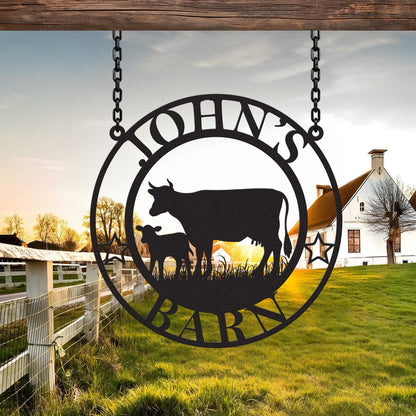 Personalized Cow Metal Farm Sign, Farmhouse Metal Sign, Custom Ranch Sign, Farmhouse Decor,  Farm Gate Sign, Outdoor Decor, Farmer Gifts