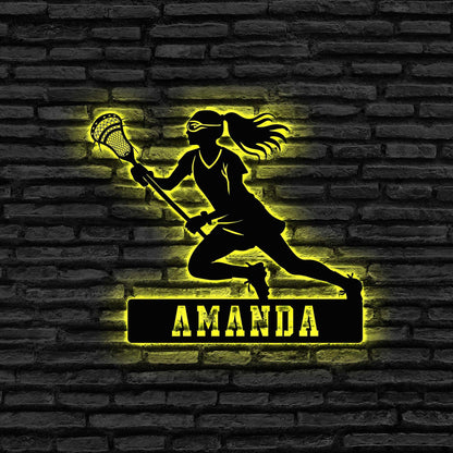 Custom Lacrosse Metal Sign with Led lights, Personalized Lacrosse Girl Name Sign, Lacrosse Player Gift, Lacrosse Sign Decor, Birthday Gift