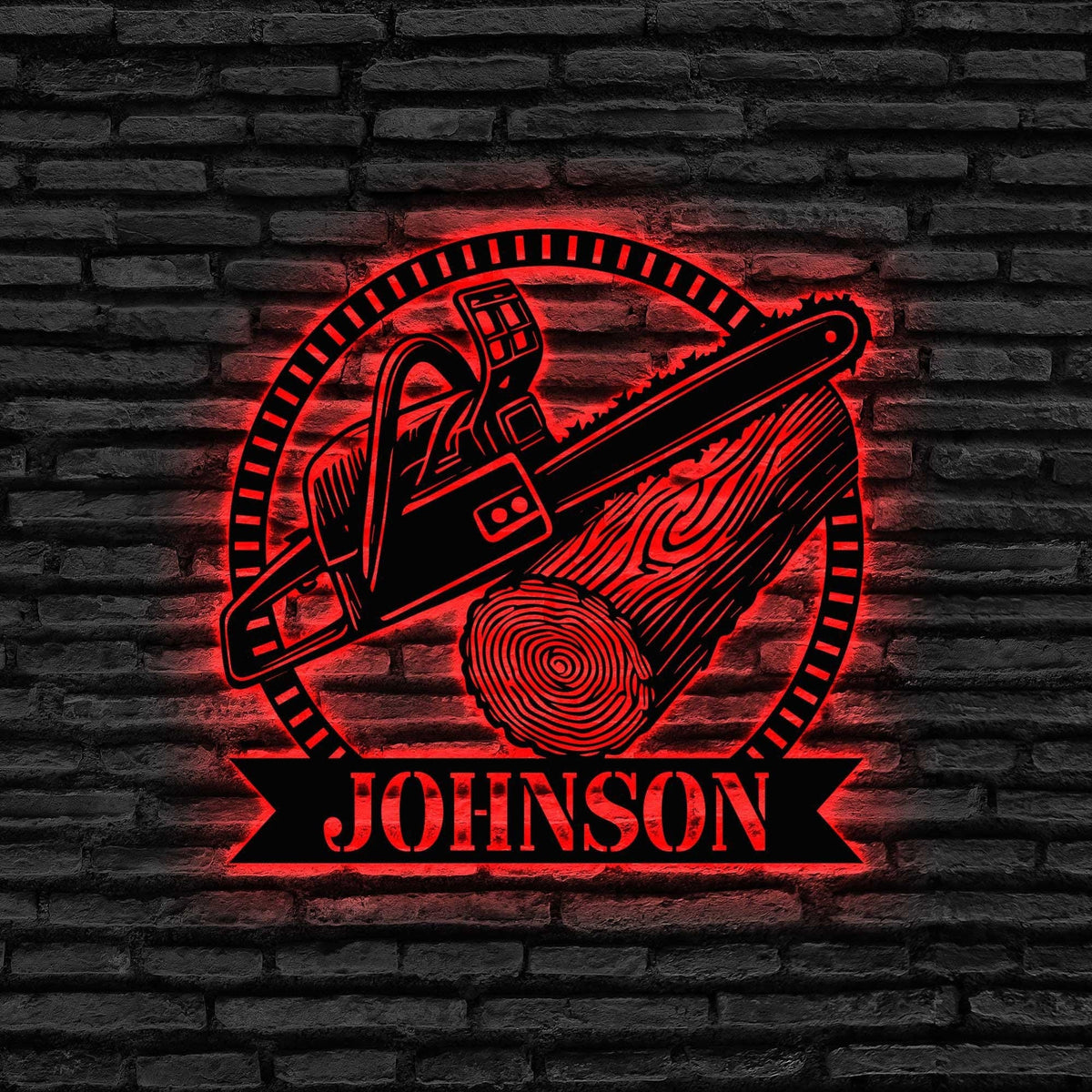 Custom Chainsaw Wood Metal Wall Art LED Light, Personalized Woodworker Name Sign, Gifts For Father, Home Decor,