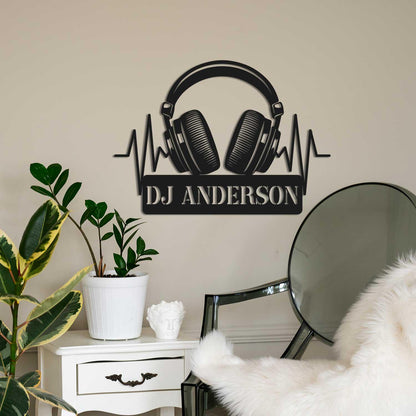 Custom Headphone Metal Wall Art with Led Lights, Game Room Decor, Studio Wall Art, Headphone Decor, Gamer Gift, DJ Gift, Headphone Name Sign