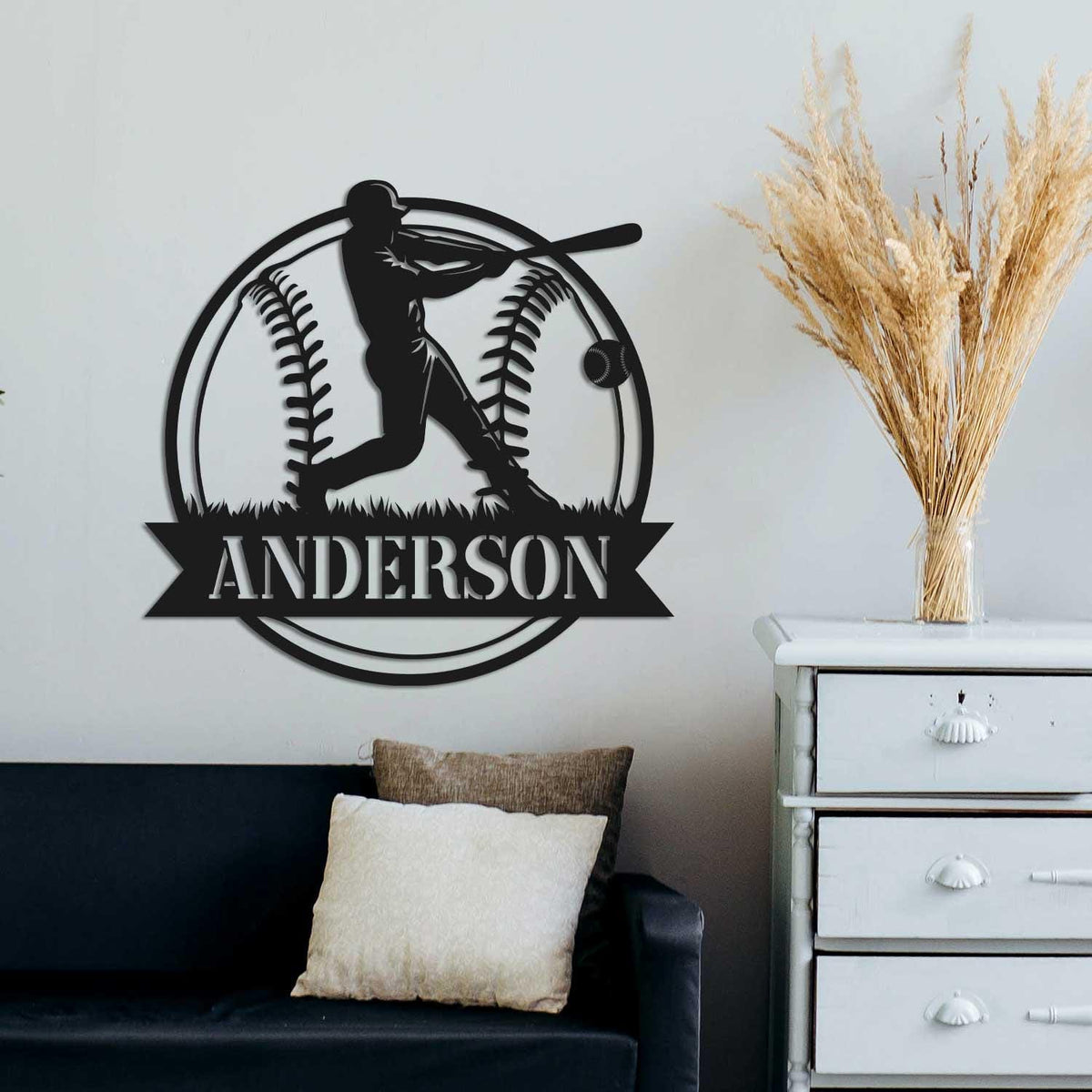 Custom Baseball Metal Sign with LED Lights, Baseball Sign, Softball Player Name Sign, Baseball Wall Art, Sport Room Decor