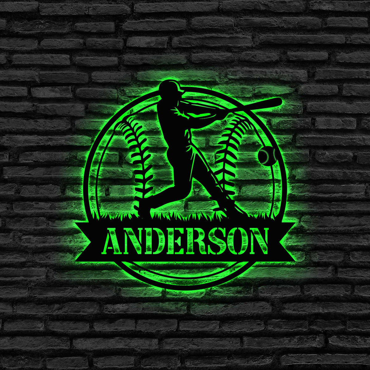 Custom Baseball Metal Sign with LED Lights, Baseball Sign, Softball Player Name Sign, Baseball Wall Art, Sport Room Decor