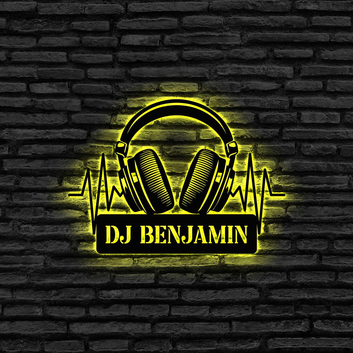 Custom Headphone Metal Wall Art with Led Lights, Game Room Decor, Studio Wall Art, Headphone Decor, Gamer Gift, DJ Gift, Headphone Name Sign