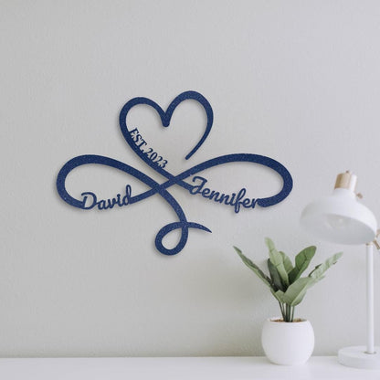 Personalized Heart Infinity Metal Sign, Eternal Love Symbol, Gift for Her
