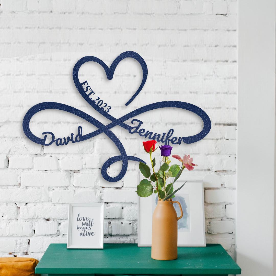 Personalized Heart Infinity Metal Sign, Eternal Love Symbol, Gift for Her