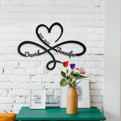 Personalized Heart Infinity Metal Sign, Eternal Love Symbol, Gift for Her