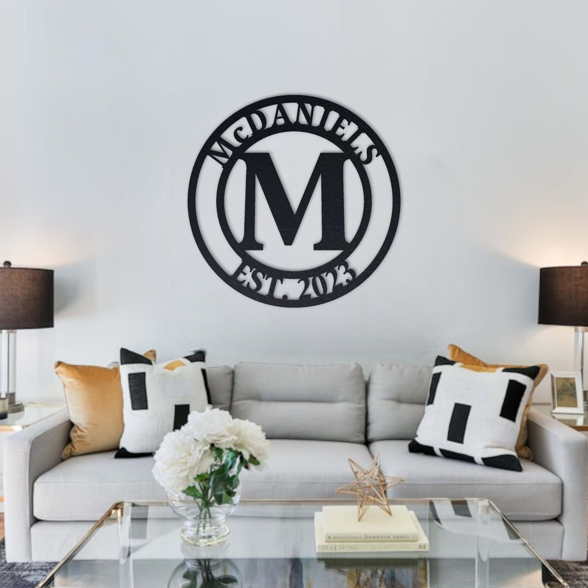 Custom Metal Monogram Sign, Family Name, Established Date, Steel Wall Art