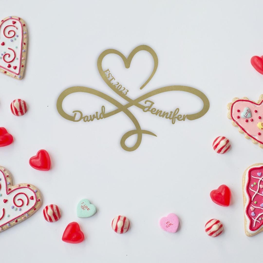 Personalized Heart Infinity Metal Sign, Eternal Love Symbol, Gift for Her