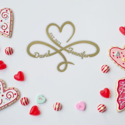 Personalized Heart Infinity Metal Sign, Eternal Love Symbol, Gift for Her