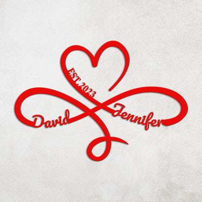 Personalized Heart Infinity Metal Sign, Eternal Love Symbol, Gift for Her
