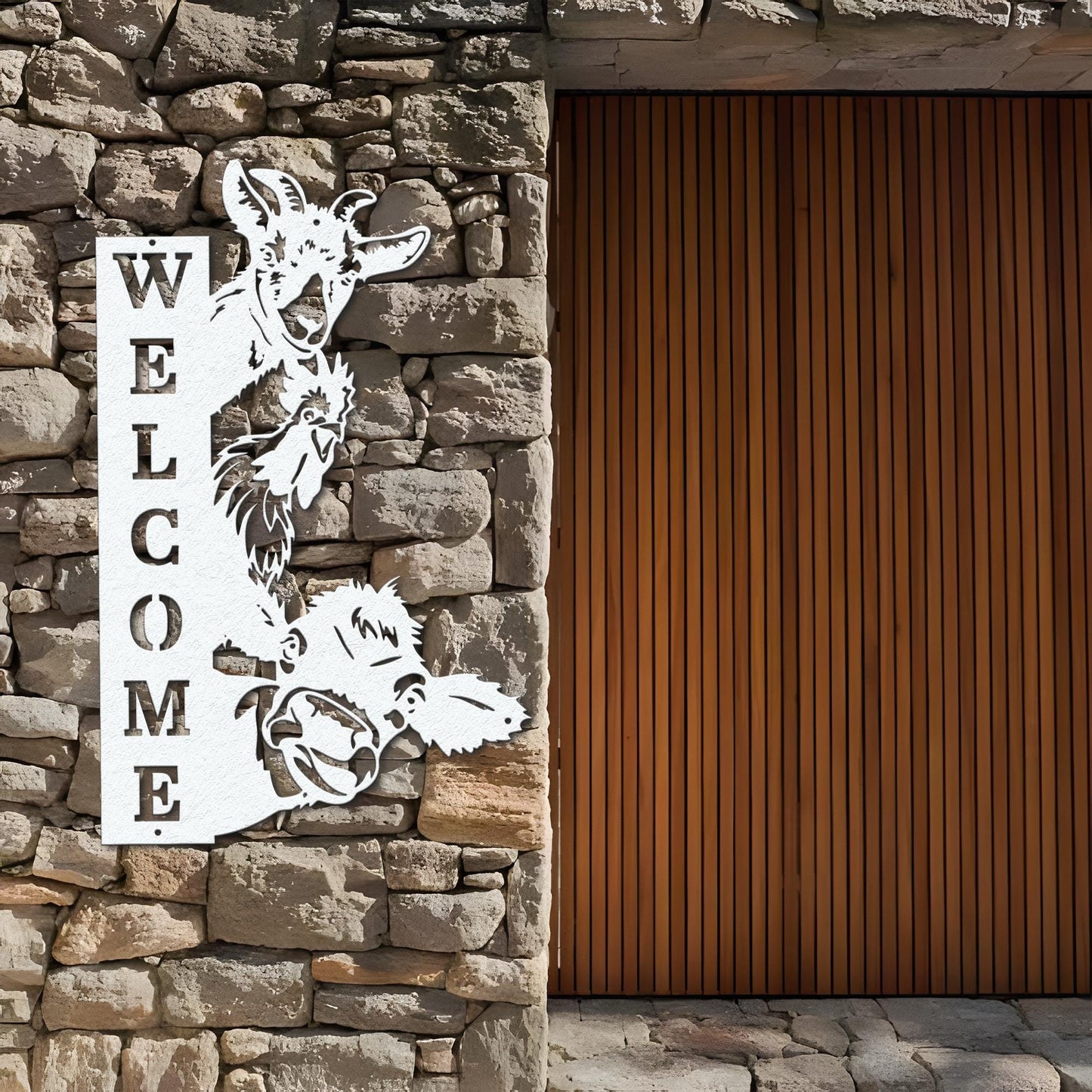 Custom Farm House Metal Sign, Cow Sheep Sign, Welcome Farm Sign, Personalized Farm Wall Art, Barn Decor, Ranch Decor, Goat Cow Chicken sign