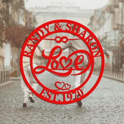 Personalized Metal Wall Art, Couples Names & Date, Custom Anniversary Gift