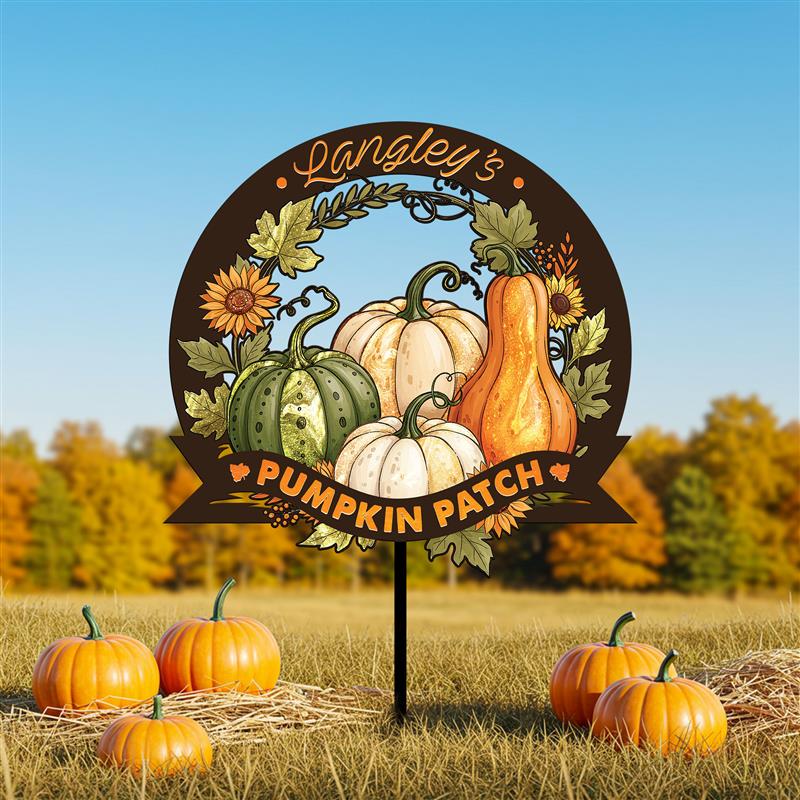 Personalized Pumpkin Patch Metal Sign, Fall Garden Decor