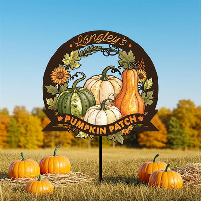 Personalized Pumpkin Patch Metal Sign, Fall Garden Decor