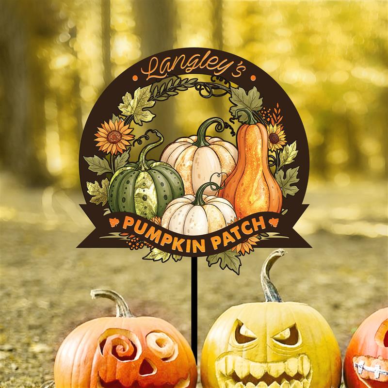 Personalized Pumpkin Patch Metal Sign, Fall Garden Decor