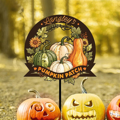 Personalized Pumpkin Patch Metal Sign, Fall Garden Decor