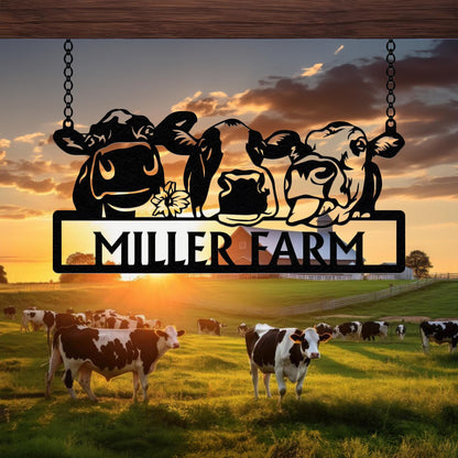 Personalized Cow Metal Sign, Cow Cattle Metal Wall Art, Custom Cow Farm Sign, Ranch Decor, Cows Gift, Cow Farmhouse Decor, Farmer Sign